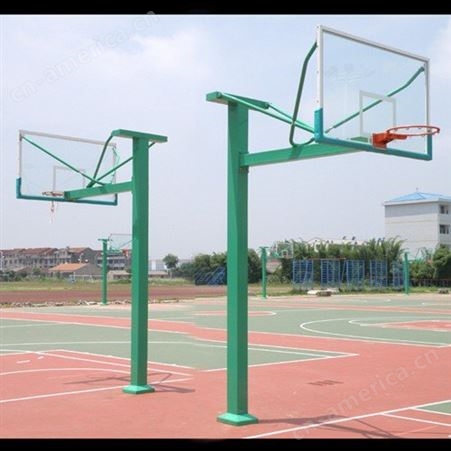 晶康牌新型地埋篮球架 户外学校小区加厚标准方管篮球架 配钢化玻璃篮板