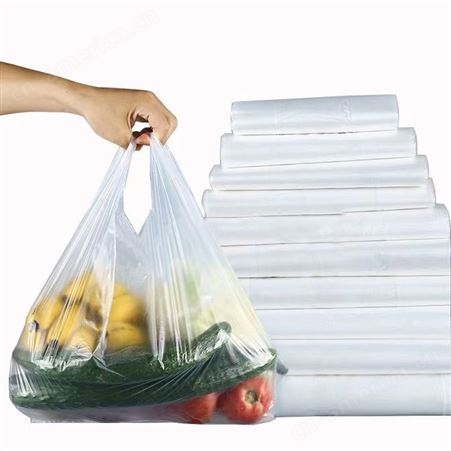 超市透明手提一次性食品包装袋 批发大量早餐外买大包背心袋