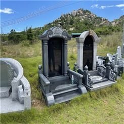 陵园公墓芝麻黑碑石大理石雕刻光面异型石材加工定制
