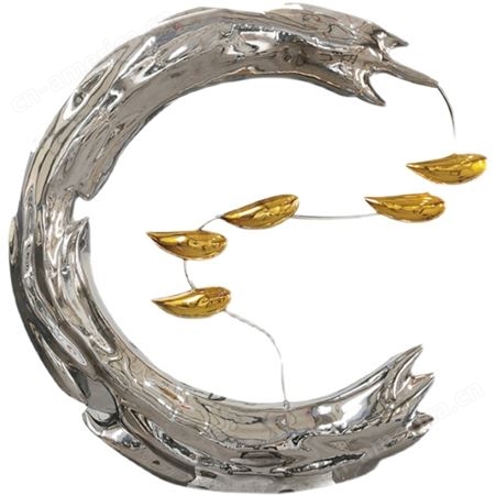 不锈钢雕塑定制大型镜面圆环水景铁艺金属户外造型摆件