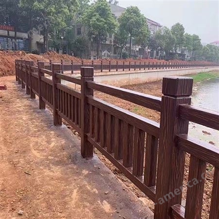 水泥仿木栅栏 混凝土护栏 景观河道栏杆 绿化工程施工