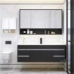 浴室柜组合实木简约洗手脸盆柜卫生间洗漱台现代挂墙式智能储物柜