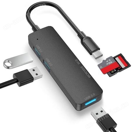雷神typec拓展坞 分线器USB笔记本台式电脑外接HUB 多功能读卡器