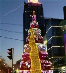 芳雅园林 生产商场布置用 铁艺材质圣诞节装饰品 灯光圣诞树