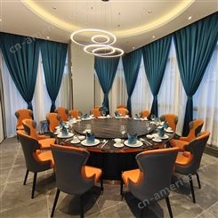 酒店茶楼餐厅包厢2.2米2.6米3米大圆桌餐饮电动桌椅定制