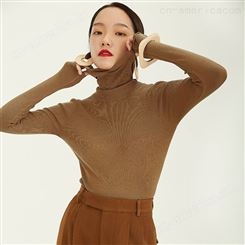 FROM-ATTITUDE简约欧美风高领毛衣女秋冬新款修身显瘦针织衫