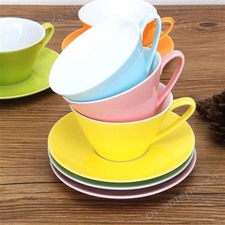 拿铁咖啡杯定制LOGO 陶瓷杯子碟子套装 咖啡馆意式浓缩咖啡杯
