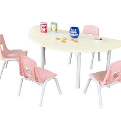 梦航玩具幼儿园桌子实木班半圆桌儿童桌椅套装学龄前早教4人桌